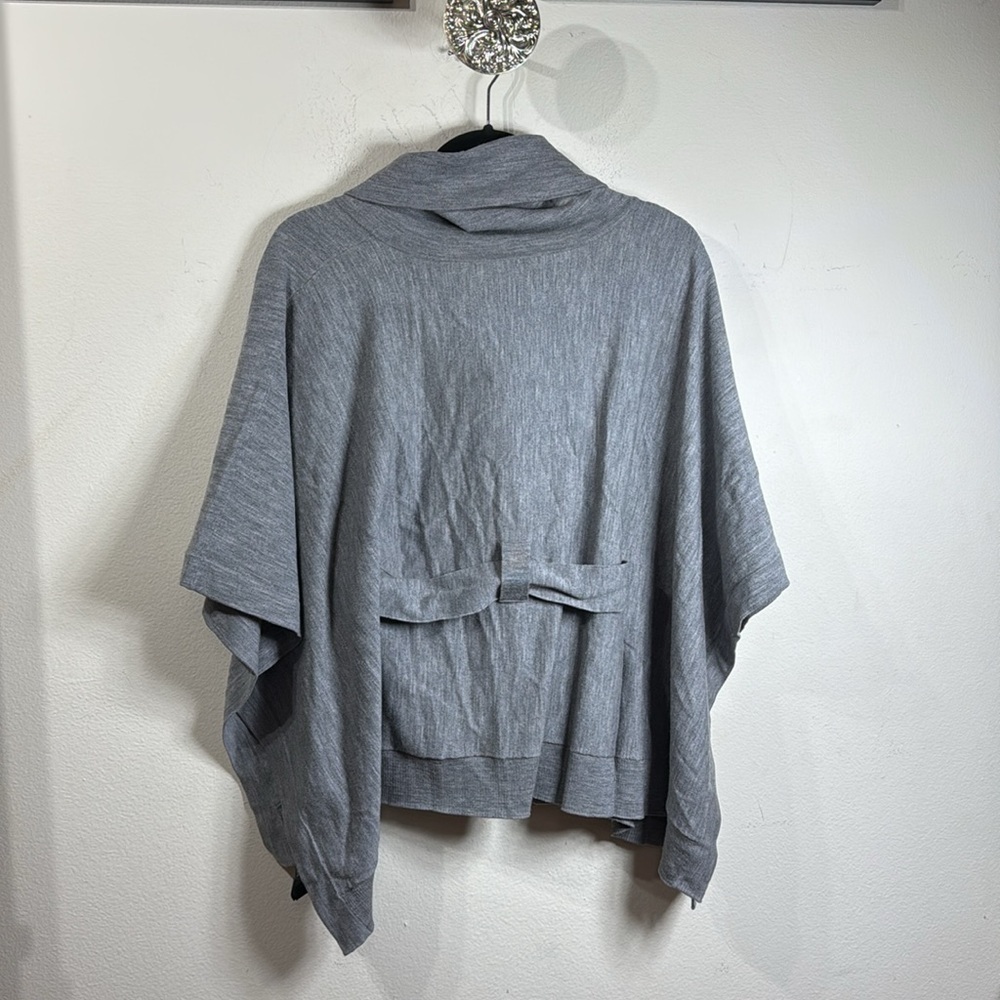 (W3) Karen Millen Grey Wool Blend Turtleneck Poncho, Size 2 - Picture 6 of 11